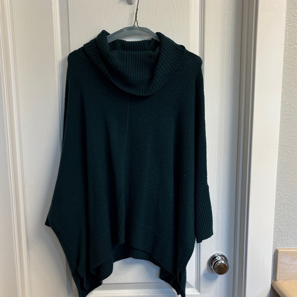 LOFT Dark Green Cowl Neck Poncho
